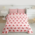thumbnail image 2 of Homewish Cute Cartoon Mushroom Queen Comforter Set,Kawaii Loves Pattern Bedding Sets,Pink Red Bedding Comforter Set For Girls Kids,Super Cozy Room Decor Reversible,3-Piece, 2 of 8