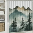 thumbnail image 6 of Creowell Mountain Trees Fog Modern Waterproof Shower Curtain Set for Country Cottage & Farmhouse Bathroom Decor 100% Polyester Fiber with Hooks 36x72, 6 of 7