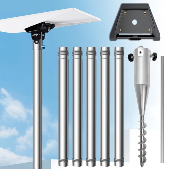 Starlink Standard 4/4X Pole Mount Kit, 9ft Starlink Ground Pole Mount Kit Features a Durable 1.5'' Diameter Pole with No Dig Ground Anchor
