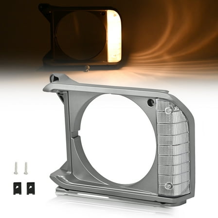 Kojem Left Headlight Bezel for 1979-1981 Toyota Pickup Headlamp Door Set Replacement for 8162089105 TO2512133 Driver Side Gray Bezel Clear Lens