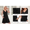 thumbnail image 6 of MOYIKO Summer Dresses for Women Casual V Neck Sleeveless Sundresses Beach Vacation Black Tank Short Dress with Pockets, 6 of 7