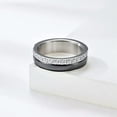 thumbnail image 6 of 6mm Silver Rhinestone Cz Band Men's Stainless Steel Black Ring Size 7-11, 6 of 7