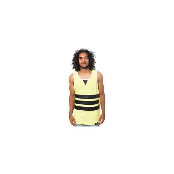 Fly Society The Striped PU Tank Top para hombre, verde, pequeño