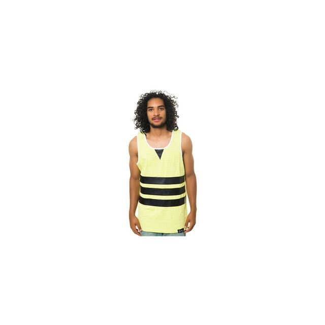 Fly Society The Striped PU Tank Top para hombre, verde, pequeño