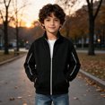thumbnail image 5 of JZEJING Boys Fall Jacket Stand Collar Long Sleeve Lightweight Zip up Coat with Pocket Kids Clothes Boys, 5 of 6