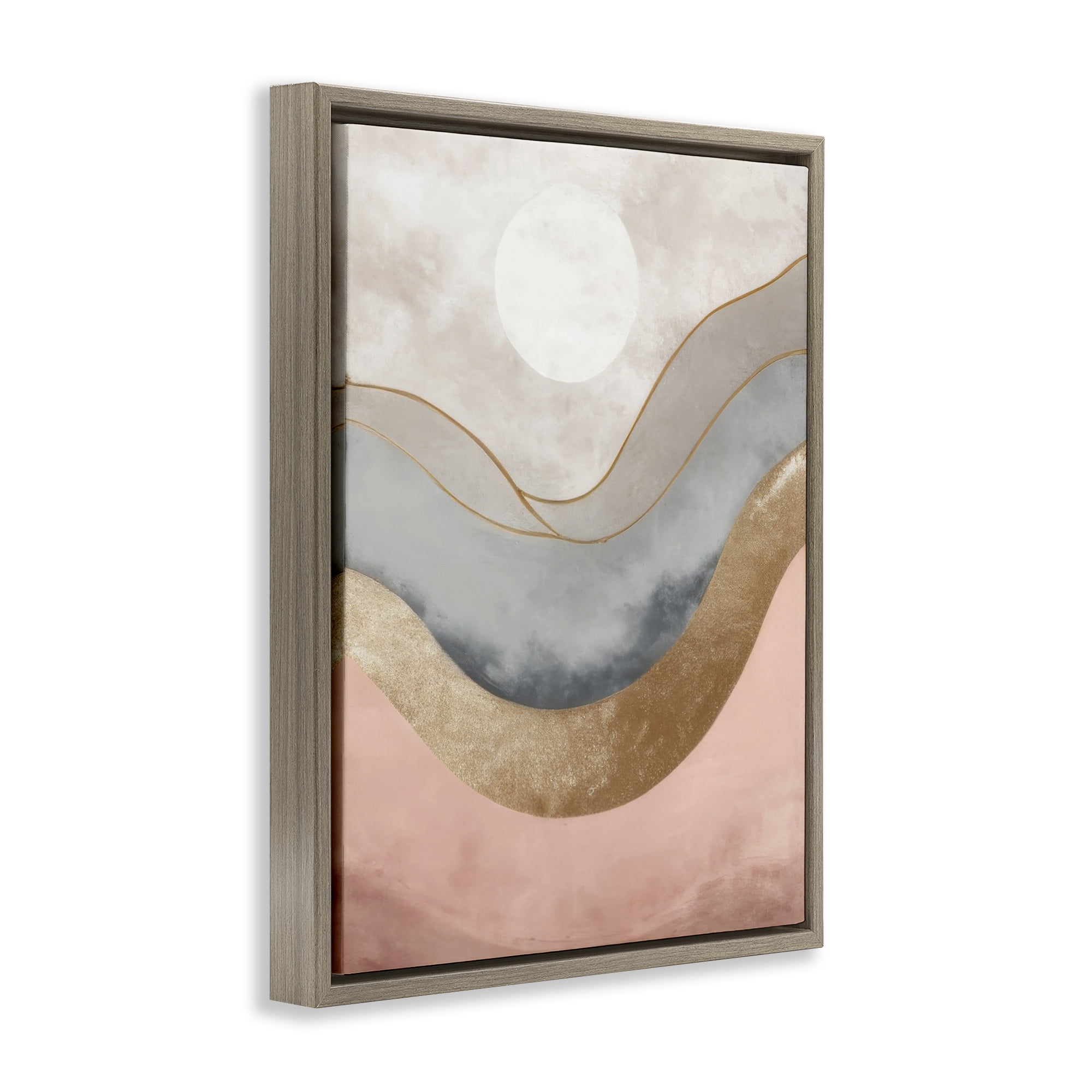 Stupell Industries Lunar Curves Landscape Abstract Painting Brown Floater Framed Canvas Art Print Wall Art, 17 x 21