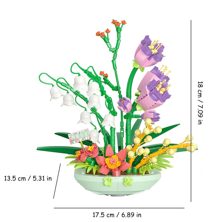 HI-REEKE Flower Building Block Set Tulip Plant Bouquet Bonsai HI-REEKE Flower Building Block Set Tulip Plant Bouquet Bonsai