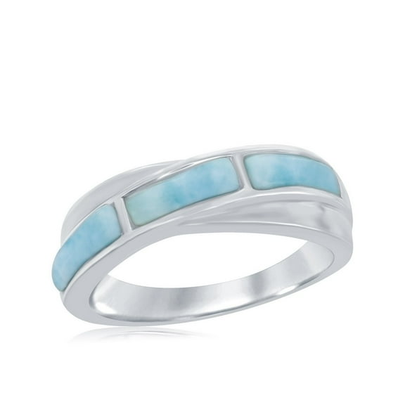 Daily Delight TheJewelryHut Designer Sterling Silver Larimar Band Ring