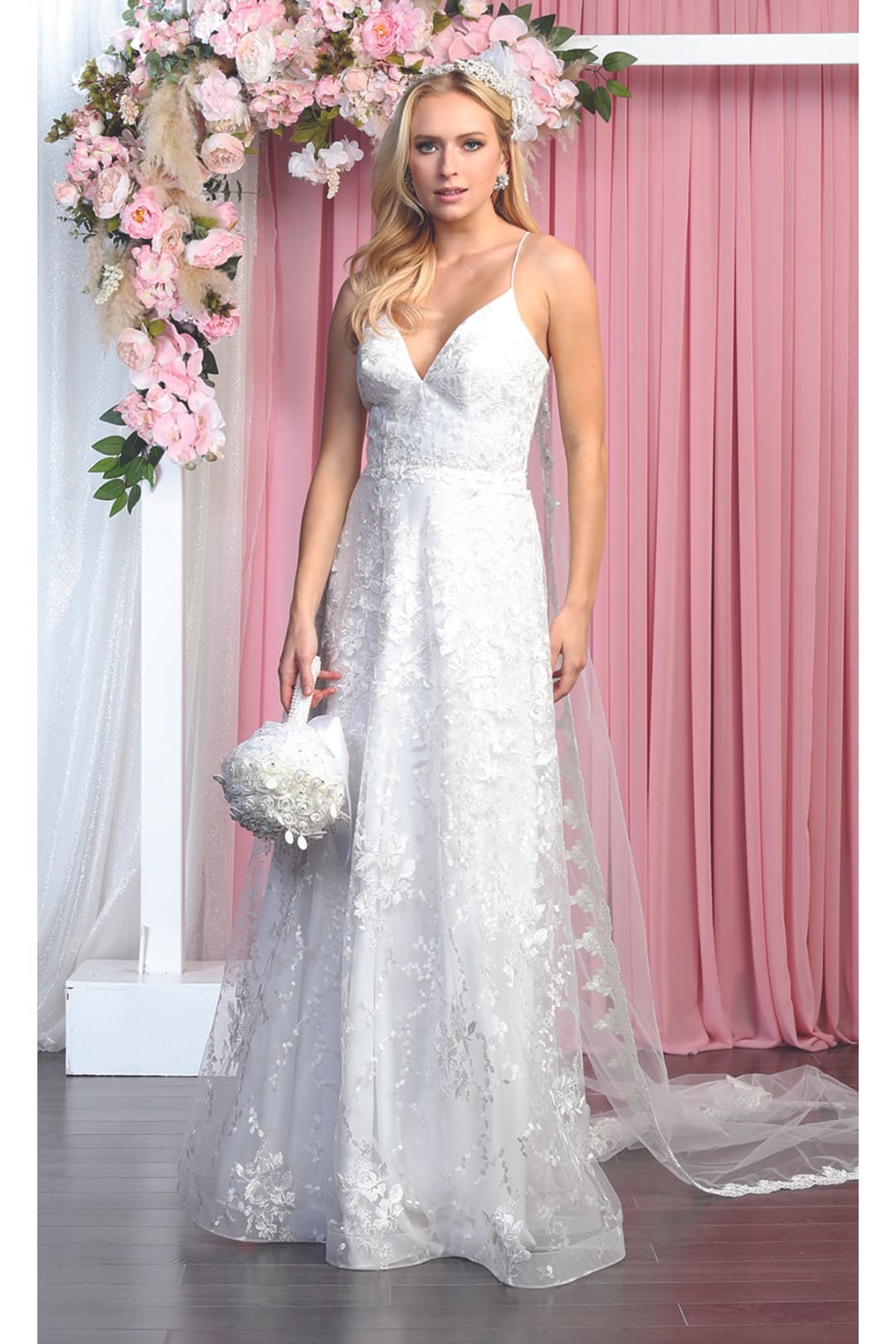 V-neckline Wedding Gown - Walmart.com