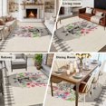 thumbnail image 5 of 5x7 Area Rugs for Living Room, Pink Flowers Yak Non Slip Area Rugs for Kitchen Bedroom Entryway, Vintage Spring Floral Bathtub Retro Art Rustic Washable Carpet Runner Rug Floor Mats for Bedroom, 5 of 8