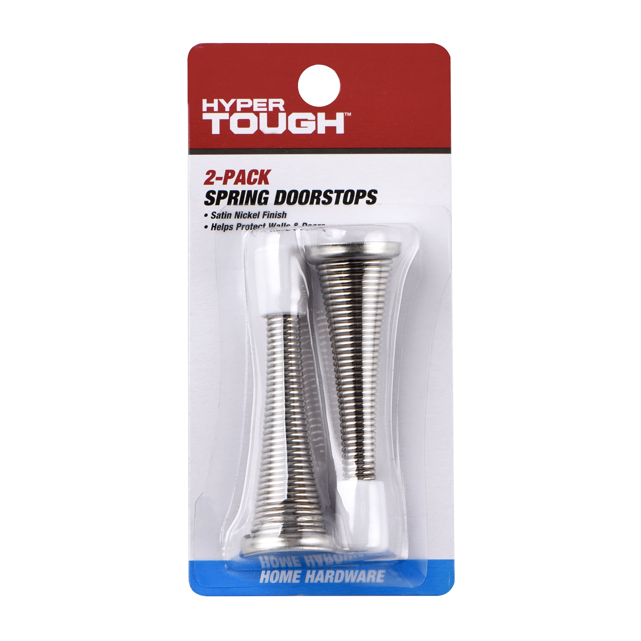 (2 pack) Hyper Tough New Spring Doorstop, Satin Nickel, 2 Pack, 0.795 X 2.9 X 0.795 inch