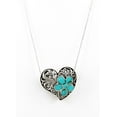 thumbnail image 2 of Casting Silver Filigree Heart Charm Necklace w/ Turquoise Flower Accent - NE-P5297TQ, 2 of 2
