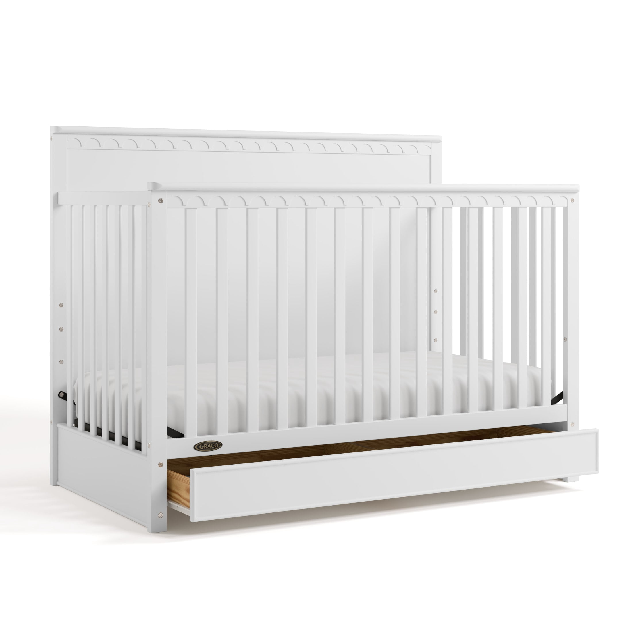 Graco Sasha 5-in-1 Convertible Baby Crib with Drawer, White