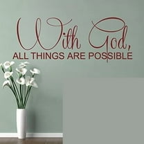Bible Wall Decal Christian Wall Quote Religious Wall Sticker Words Vinyl Home Art Decor - With God all things are possible Black