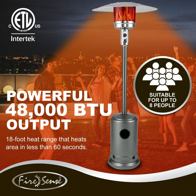 Fire Sense Hammered Platinum 48,000 BTU Propane Patio Heater for
