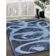 thumbnail image 2 of Ahgly Company Indoor Round Abstract Denim Blue Persian Area Rugs, 5' Round, 2 of 6