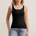 thumbnail image 4 of Ymauqau Plus Size Tank Tops for Women Ribbed Knit Scoop Neck Half Button Lace Trim Slim Sleeveless T-Shirts Basic Cami Shirts, 4 of 5