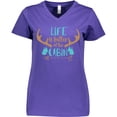 thumbnail image 3 of Inktastic Life is Better at the Cabin, Deer Antlers, Camping Women's V-Neck T-Shirt, 3 of 5
