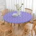 thumbnail image 3 of Purple Cartoon Narwhal Pattern Round Fitted Tablecloth with Elastic Edge,Dining Table Cover Waterproof,Outdoor Round Tablecloth for Camping,Dining,Indoor and Outdoor, 3 of 7