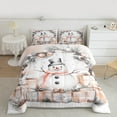thumbnail image 2 of Manfei Teens Christmas Snowman Full Size Comforter Sets, Orange Gifts Print Bedding Comforter Set, Western Winter Festival Reversible Bedding Sets, Luxury Bedroom Decor, 3 Pieces, 2 of 8