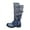 Blue, variant on Puntoco Women'S Winter Boots Clearance,Women'S Belt Buckle High Side Zipper Flat Heel Round Toe Rider Boots Blue