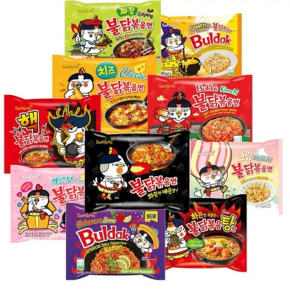 Samyang Buldak Nouilles Assortiment Mystère 130g Chacun (Lot de 6) - Différentes Saveurs