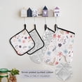 thumbnail image 5 of Pastel Flowers and Leaves 5 Pcs Kitchen Set Heat Resistant Oven Mitts and Non-Slip Pot Holders with Adjustable Cooking Apron, 5 of 6