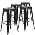 thumbnail image 3 of BizChair 4 Pack Commercial Grade 30" High Backless Black Metal Indoor-Outdoor Barstool with Square Seat, 3 of 15