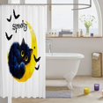 thumbnail image 3 of Manfei Halloween Black Kitten Shower Curtain 72Wx84L, Ink Horror Moon Bathroom Shower Curtain, White Yellow, 3 of 5