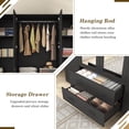 thumbnail image 6 of Blotout 70" Armoire Wardrobe Closet with Mirror & LED Lights, 4 Door Wardrobe Armoire with 2 Large Drawers, LED Wood Armoire Storage with Hanging Rods and Multi-Layer Shelves(Black), 6 of 8