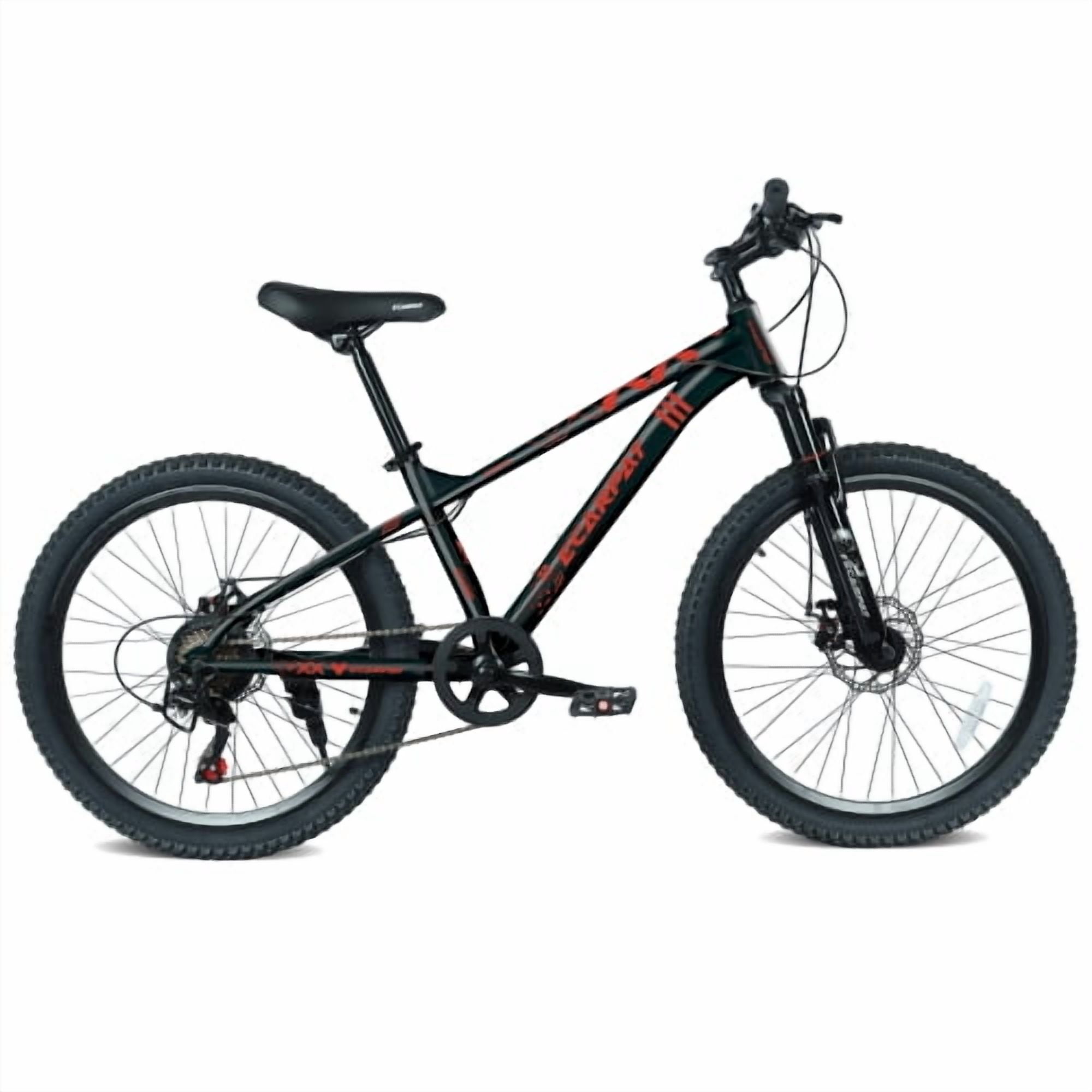 RAISTYW 24 inch Wheels Mountain Bike for Women, 21-speed Steel Frame Bicycles with Shock Fork, Plus Shock Absorber, Black and Orange