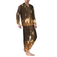 thumbnail image 2 of Sikiie Gold butterfly glitter Print Mens Pajama Set, Soft Warm Long Sleeve Sleepwear, Cozy Button-Down Pjs for Men-Large, 2 of 7
