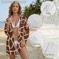 thumbnail image 4 of Renewold Womens Beach Cover Up Shirt Skin-friendly Button Up Shirt Women Long Sleeve Beach Blouses Bathing Suit Cover Up with Pockets Breathable Comfy Swimwear, Giraffe Print Brown, 2XL, 4 of 7