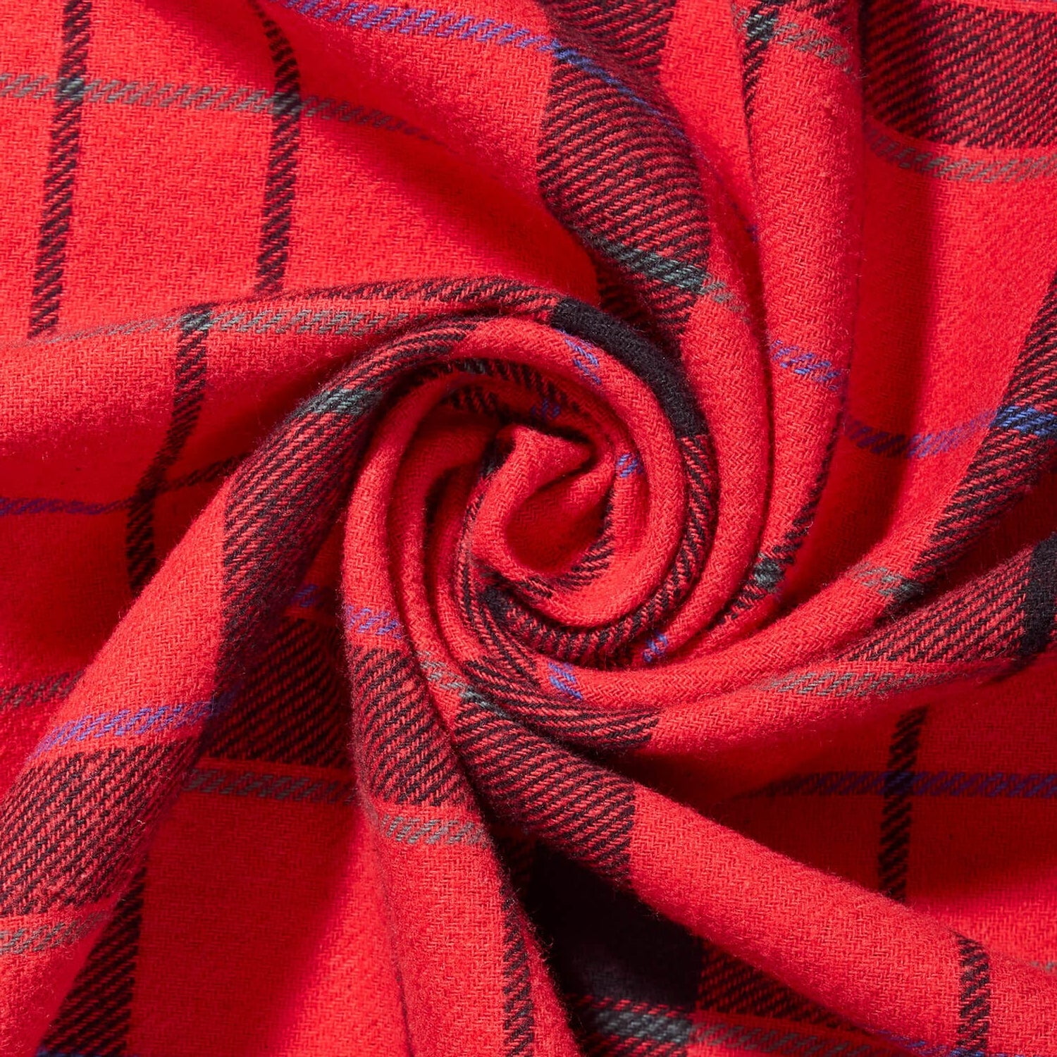 Flannel Brushed Tartan Plaid Fabric Geometric Hypoallergenic Cotton Michael Yarn Dyed Fabric By The Yard To Sew Apparel, Décor, & More - Red / Black (10 Yards)