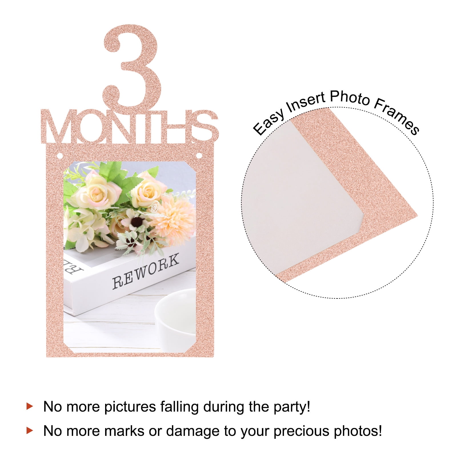 Unique Bargains Birthday Photo Banner 1 To 12 Months First Birthday Decor Rose Gold