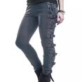 thumbnail image 4 of Pantalones estilo punk con cordones cruzados laterales y adelgazantes de corte entallado informal de moda para mujer, 4 of 6