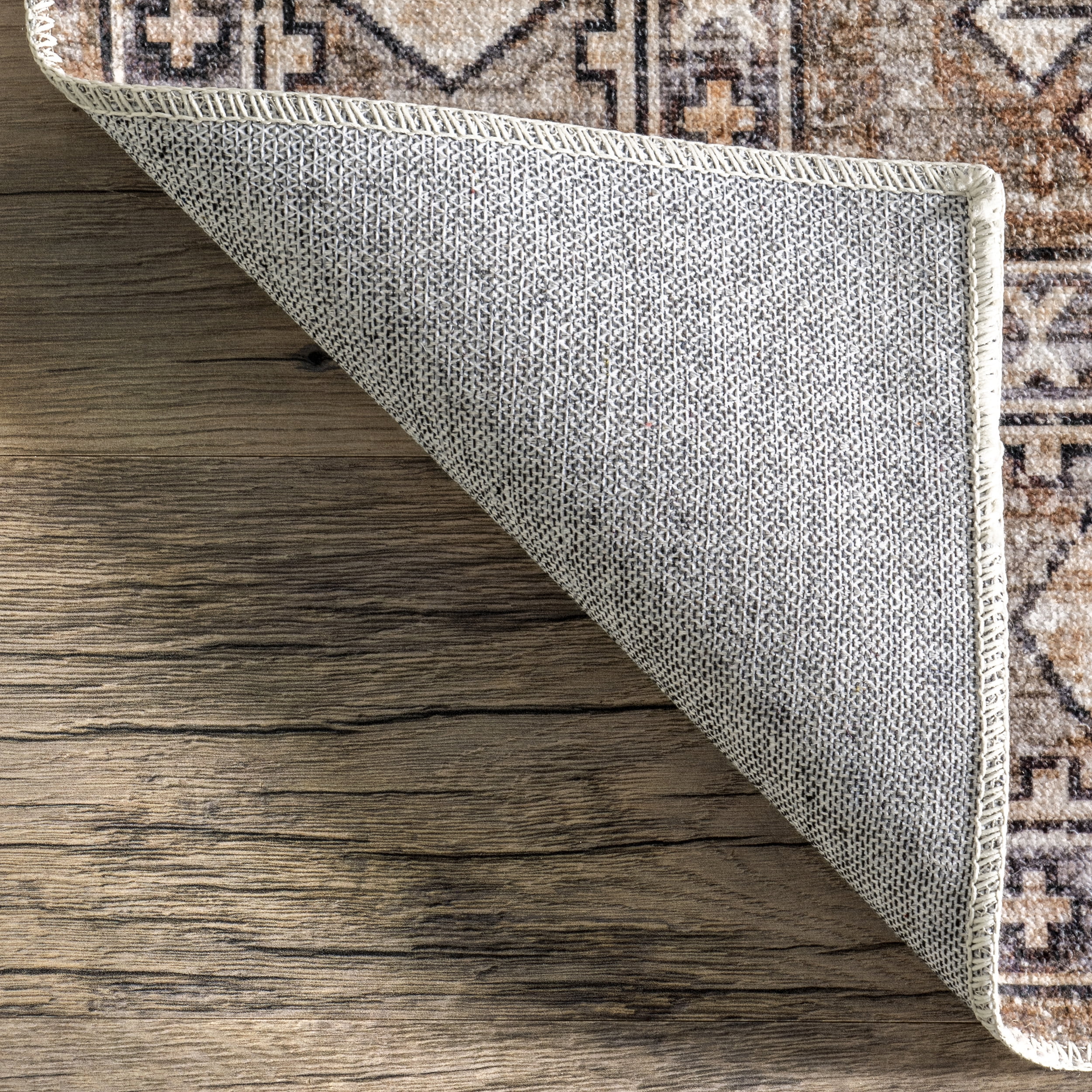 nuLOOM Mae Tribal Motif Machine Washable Brown 8' x 10' Modern Area Rug