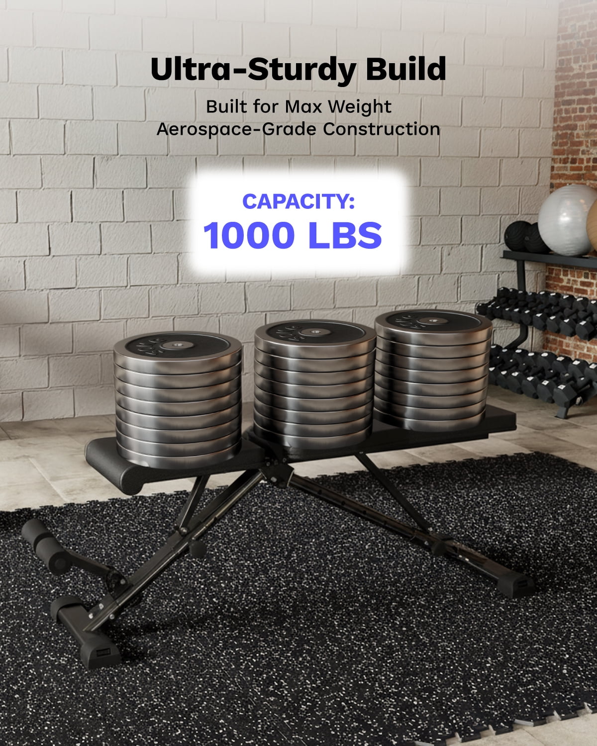 AIRHOP Adjustable Weight Bench, Bench Press Full Body Workout, Quick Fold Space Saving, Home Gym Strength Training