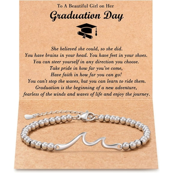 Graduation Gifts for Her, Through Waves of Life, Class of 2024, 8th Grade, High School, College Girls, Masters Degree, Graduation Bracelet for Friend Daughter Sister Granddaughter...