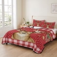 thumbnail image 2 of Quilts Twin XL Size Bedding Set, Christmas Elk Lightweight Quilted Comforter, Xmas Ball Botanical Red Checked Polka Dot Soft Reversible Bedspread Coverlet with Pillow Covers for All Season, 68" x 98", 2 of 9