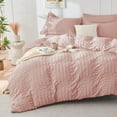 thumbnail image 2 of Rose Gold Queen Comforter Set Seersucker 7 Pieces, All Season Luxury Bed in a Bag for Bedroom, Bedding Set with Comforters, Sheets, Pillowcases & Shams, 2 of 16