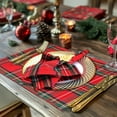 thumbnail image 4 of Christmas Placemats - Set of 6 Xmas Tartan Plaid Festive Table Mat - Pure Cotton Reusable Gingham Buffalo Check Decorative Celebration Party Holiday Table Décor – 13x19 – Red Green Multi, 4 of 5
