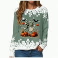 thumbnail image 2 of Towmus Christmas Sweatshirts for Women 2025 Xmas Tree Graphic Fall Winter Clothes Halloween Crewneck Pullover Long Raglan Sleeve Tops, 2 of 6