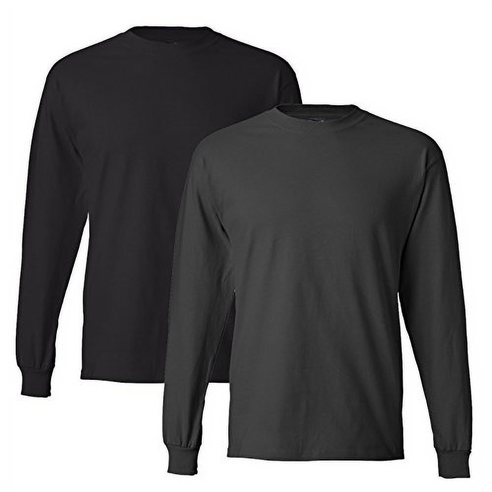 Hanes Beefy-T Men`s Long-Sleeve T-Shirt (Pack of 2) (1 Smoke Gray / 1 ...