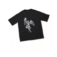 thumbnail image 2 of Men's Black Oversized Angel Sword and Shield Graphic T-Shirt, Crew Neck Short Sleeve Casual Top, 2 of 7