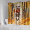 thumbnail image 4 of Welcome Fall Weimaraner Strolling Through the Autumn Maple Forest Shower Curtain Weim Gray Ghost Dog Lover Waterproof Bathroom Bathtub Curtain - 12012, 4 of 5