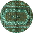 thumbnail image 1 of Ahgly Company Indoor Round Persian Turquoise Blue Traditional Area Rugs, 5' Round, 1 of 4