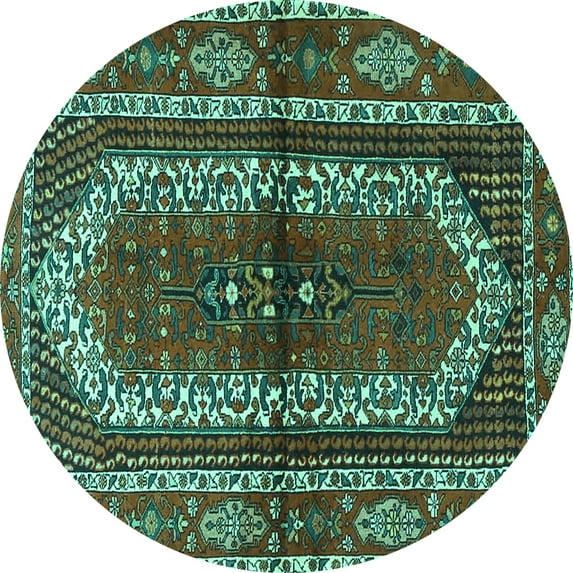 Ahgly Company Indoor Round Persian Turquoise Blue Traditional Area Rugs, 5' Round
