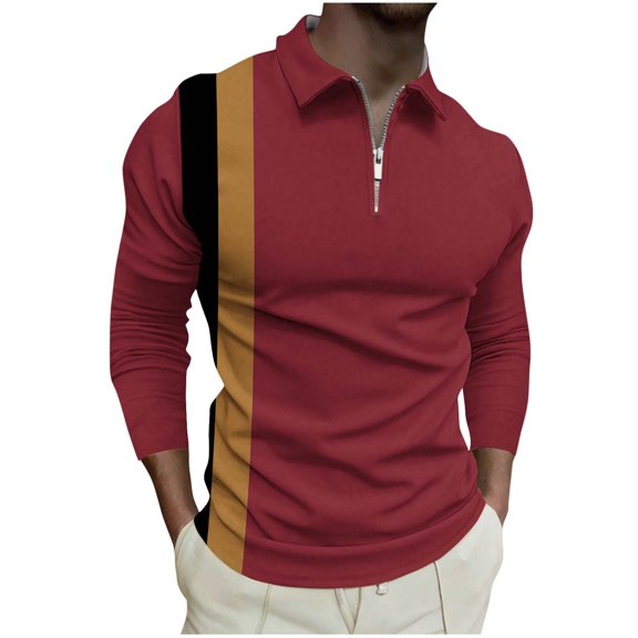 yillto Men's Loose Shirts Big and Tall Quarter Zip Pullover Top Casual Long Sleeve Collared Shirt Fall Winter