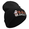 thumbnail image 4 of Boo Sheet Embroidered 12 Inch Long Knitted Beanie - Black OSFM, 4 of 5